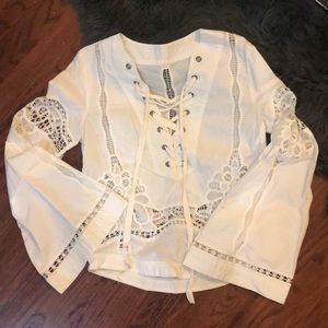 Free People Bell Sleeve Croquet Top